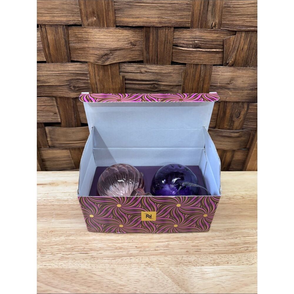 Gorgeous Nespresso Decorative Glass Ornaments in Purple and Pink Set